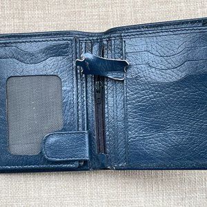 Handmade Wallet Bifold Cardholder Blue Genuine Leather Billfold Purse